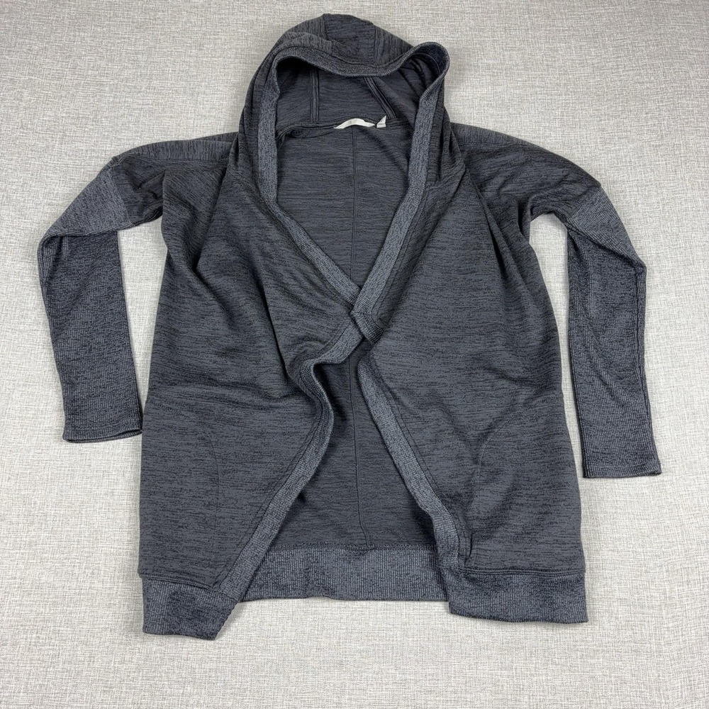 Athleta Jacket Womens XS Gray Hooded Open Front Knit Lightweight Cardigan
